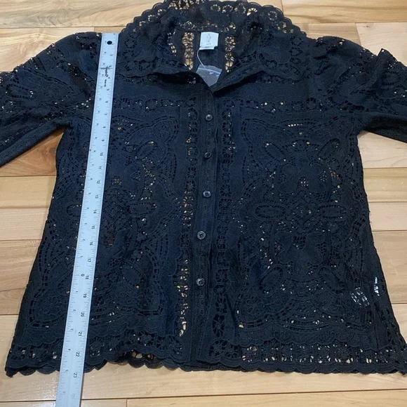 Joie Elegant Black Lace Blouse with Gorgeous Collar - Picture 6 of 15